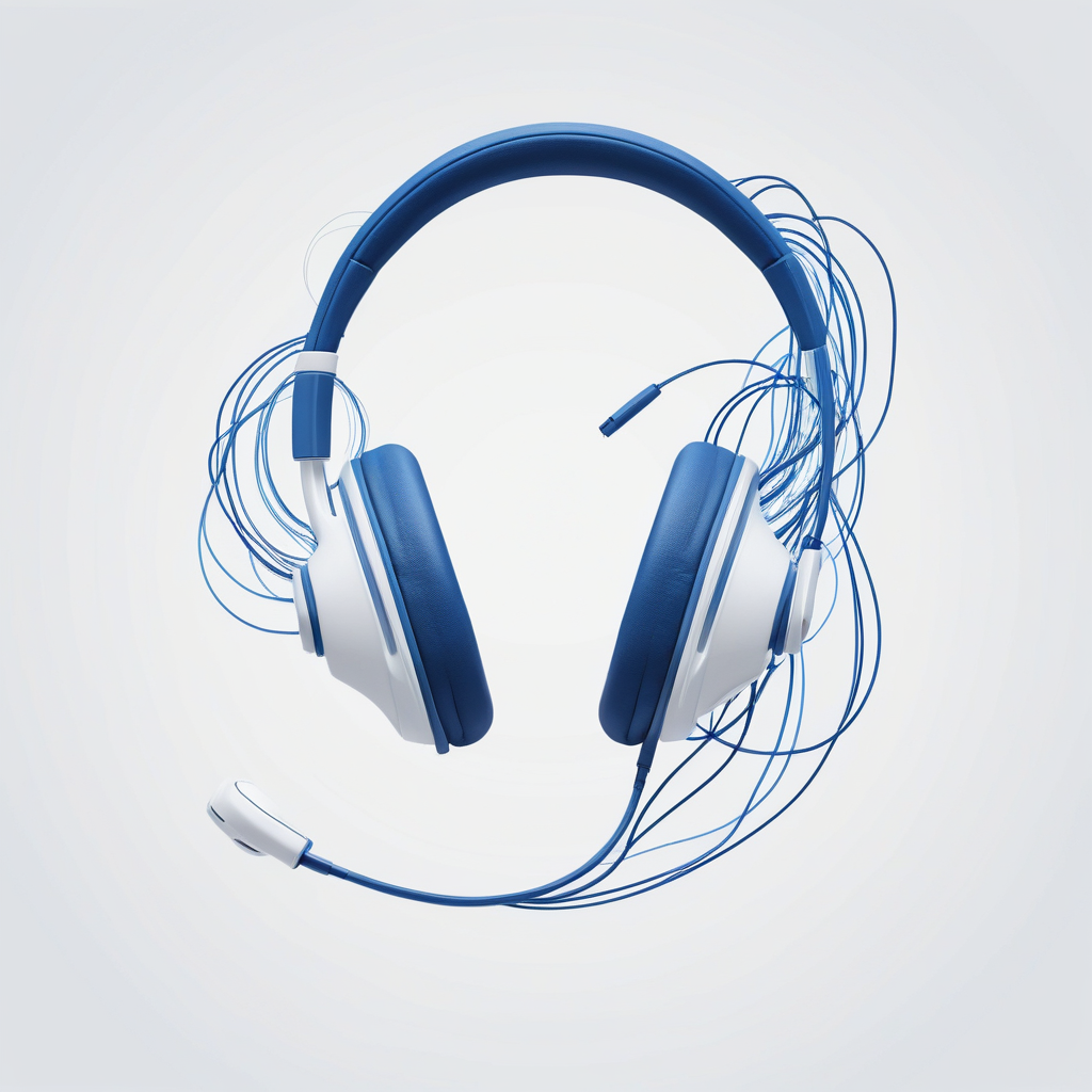 Abstract tech data flow connecting to a headset