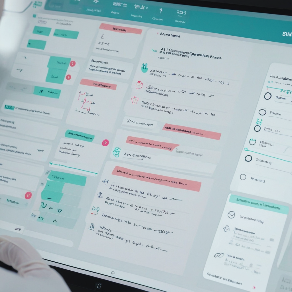 AI software interface generating medical notes on a computer screen