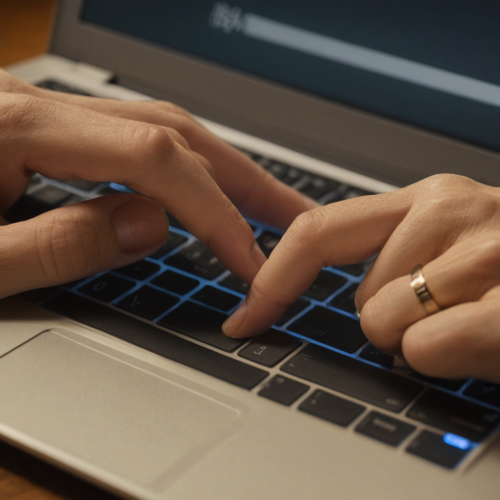 User setting strong Wi-Fi password on laptop