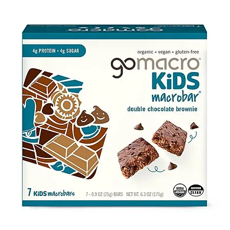 [S&S]7 Ct 6.3 Ounce Gomacro, Organic Bar Kids Double Chocolate Brownie $4.77 + Free S&H w/ Prime or $35+