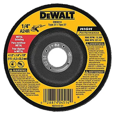 DeWALT 1/4" Thick Grinding Wheel (4.5" Diameter, 7/8" Arbor) $1.75