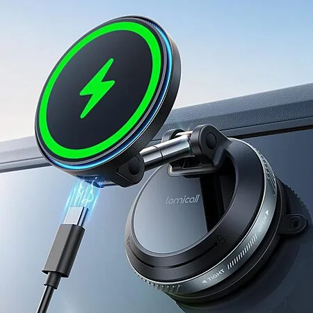 Lamicall 15W MagSafe Car Mount Charger w/ Dual USB-C Ports $16