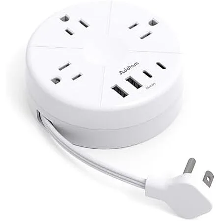[Prime] $9.99* | Addtam 7-in-1 Cruise Power Strip w/ 3 AC, 4 USB & 1' Retractable Cord Flat Plug at Amazon
