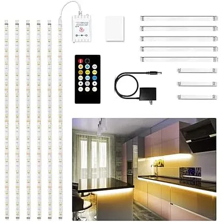 $8.09* | 6-Pc DAYBETTER Under Cabinet Dimmable 9.8' LED Strip Light Kit w/ Remote at Amazon