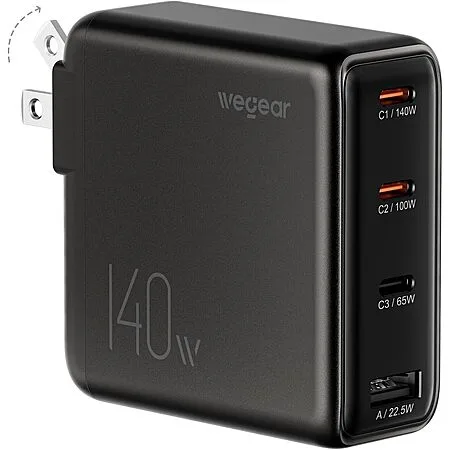 wegear 140W 4-Port GaN USB-C Charger w/ Foldable Plug (2 Colors) $24 + Free S&H