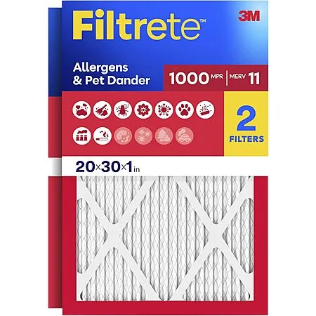 Select Accts: 2-Pk Filtrete Allergens & Pet Dander HVAC Air Filters (20x30x1") $11.65 w/ S&S & More