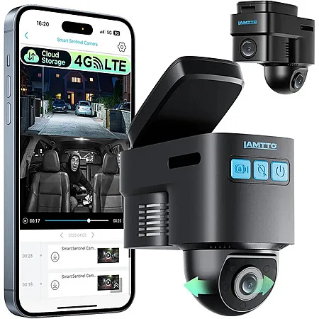 LAMTTO 4G LTE Wireless 1080p Dash Cam Front and Inside, Dual Dashcam with Radar Sentry Parking Monitor, Anti-Theft GPS Tracking, 32GB Memory Card Included $59.39