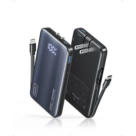 INIU 10,000mAh 3-in-1 Portable Wall Charger / Power Bank w/ 45W USB-C Cable $17.30