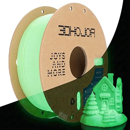 1.75mm 3DHoJor Glow in the Dark PLA 3D Printer Filament 1kg Spool (Green or Orange) $12