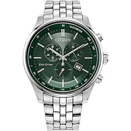 $337.50* | 42mm Citizen Men's Green Dial Chronograph Stainless Steel Bracelet Watch at Amazon
