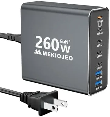 $19.99* | MEKIOJEO 7-Port up to 260W GaN 3 USB-C Wall Charger at Amazon