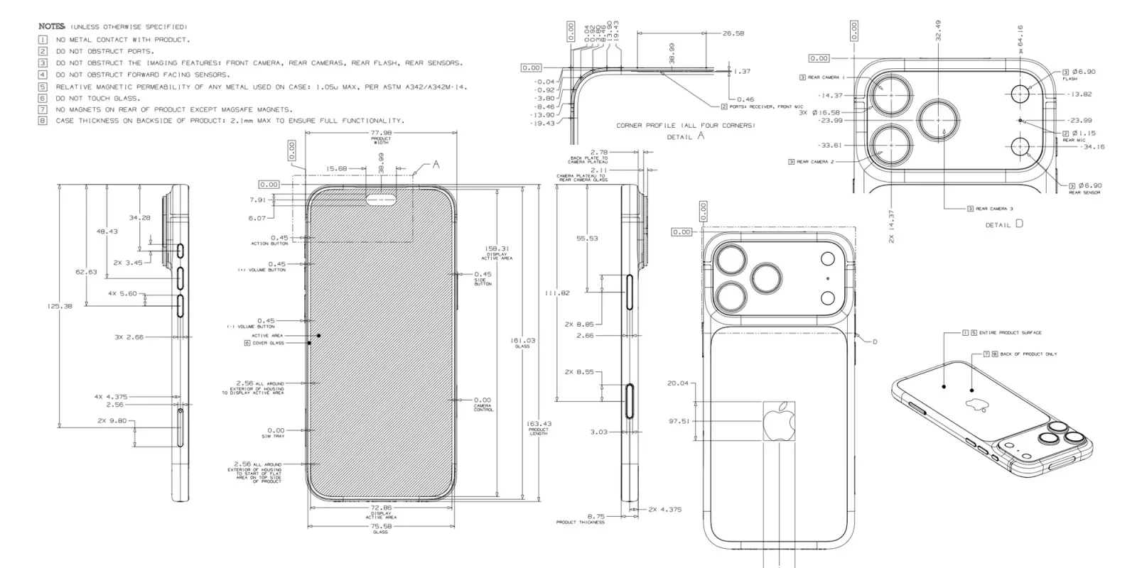 Apple’s dimensional drawings offer a fascinating look at its product designs