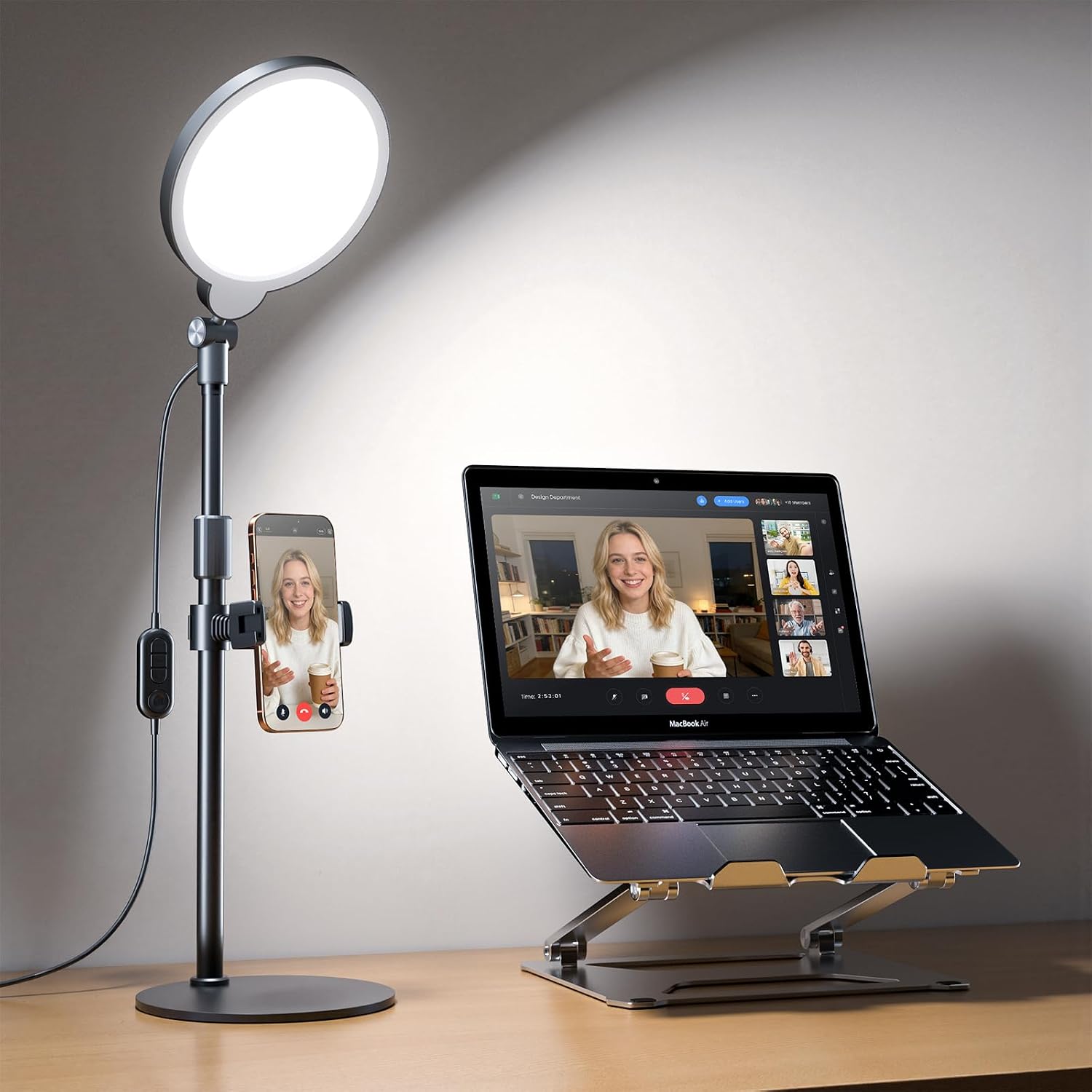 Weilisi 10.2" Desk Ring Light with Stand: Clamp-On Convenience for Home Office Video Lighting